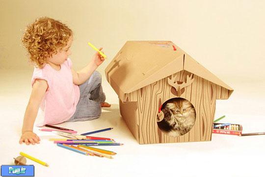 ایده های خلاقانه,Cardboard Cats Habitats