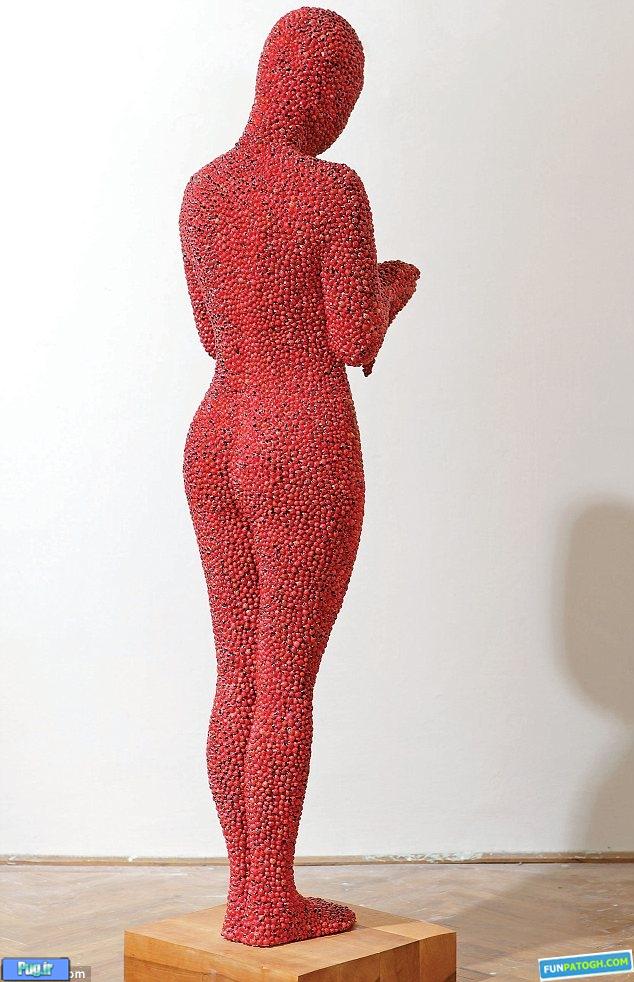 تصویر زنی که با ۲۰ هزار کفش دوزک ساخته شده است