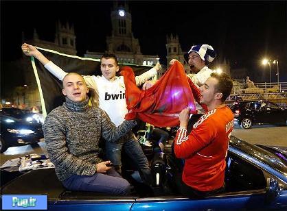 جشن و پایکوبی در نیمه شب خیابان های مادرید پس از قهرمانی رئال ؛ تصاویر 