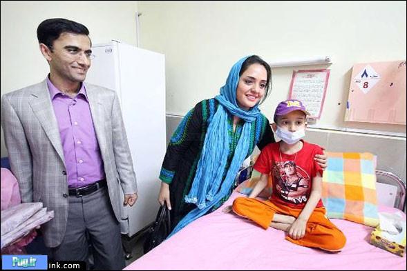 الهام حمیدی و نرگس محمدی در جمع کودکان سرطانی