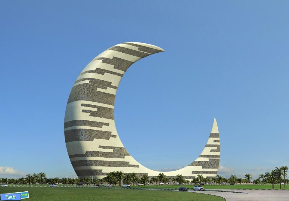 برجی شبیه هلال ماه در دبی+عکس