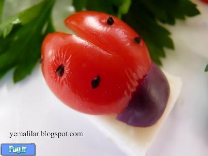 تزئین گوجه فرنگی به شکل کفشدوزک