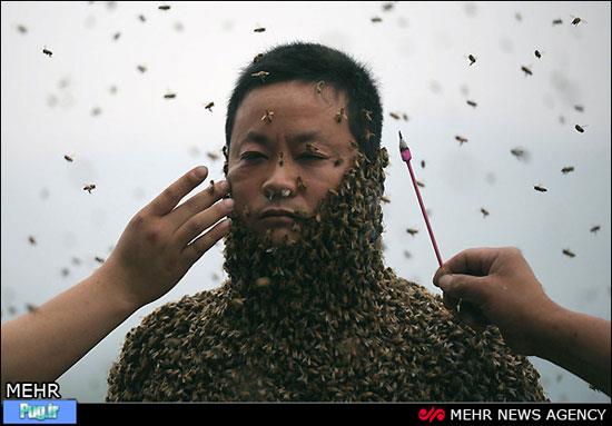 460 هزار زنبور روی بدن این مرد! 